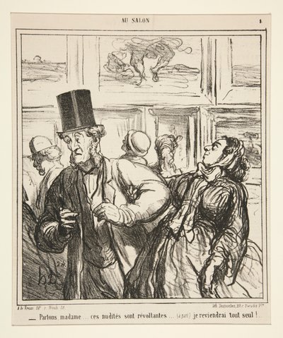 La oss gå, frue... disse nakenhetene er opprørende av Honoré Daumier