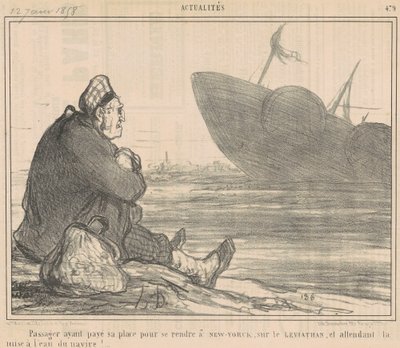 Passasjer som har betalt ... for å reise til New York ... av Honoré Daumier