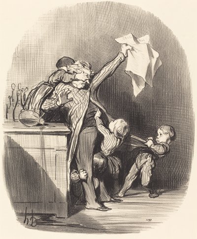 Gleden ved farskap av Honoré Daumier