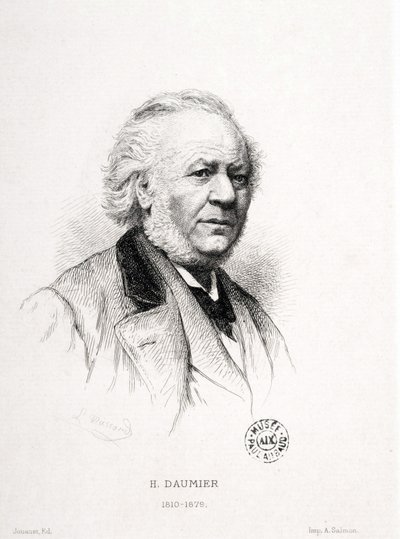 Portrett av Honore Daumier (1808-1879), fransk gravør, maler og skulptør. Massard gravering. Mål: 15x11,5 cm. Arbaud museum. av Honoré Daumier