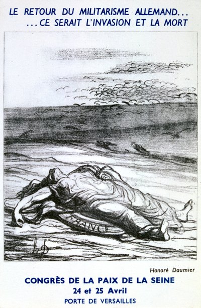 Postkort som reklamerer for kongressen for fred på Seinen, Paris av Honoré Daumier