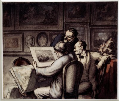 Print elskere. Akvarell, gouache og svart blyant, penn og blekk av Kina av Honore Daumier (1808-1879). Sol. 0,26 x 0,31 Musee d