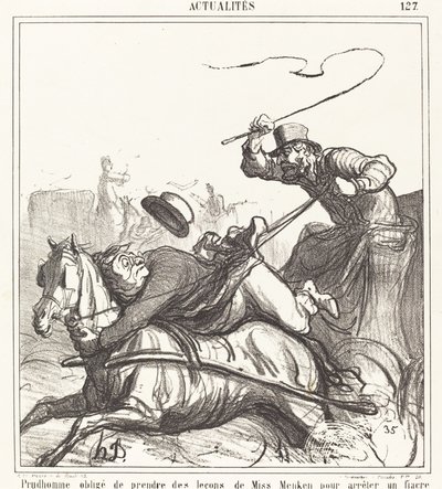 Prudhomme tvunget til å ta leksjoner... av Honoré Daumier