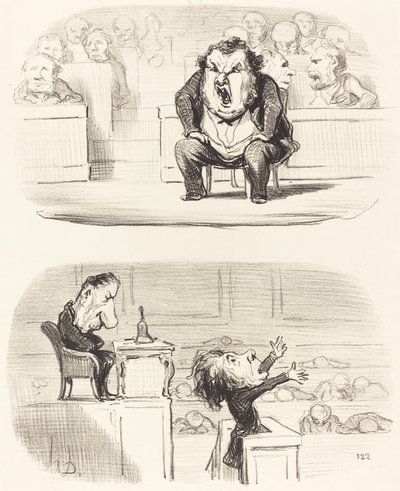 Når en kjedelig foredragsholder inntar talerstolen av Honoré Daumier