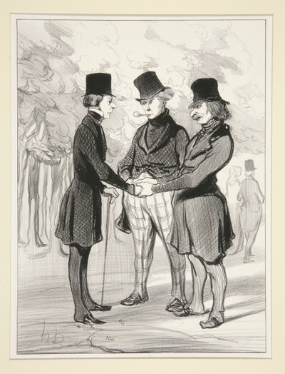 for et hyggelig møte av Honoré Daumier