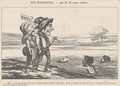 Quien! ... Kjerne av parisere som kom for å bade ... av Honoré Daumier