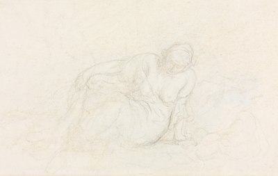 Tilbakelent kvinne lener seg på armen (verso) av Honoré Daumier