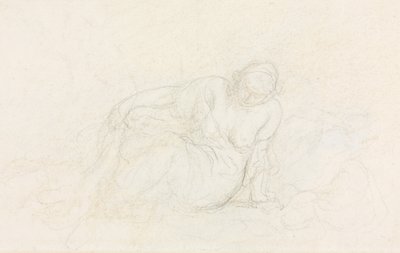 Tilbakelent kvinne lener seg på armen på baksiden, 185560. av Honoré Daumier