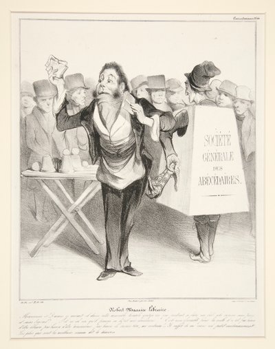 Robert-Macaire bokhandler. (Robert Macaire bokhandler.), pl. 14 fra serien Caricaturana i albumet Les Robert Macaires av Honoré Daumier