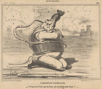 S'administrant la discipline ... av Honoré Daumier