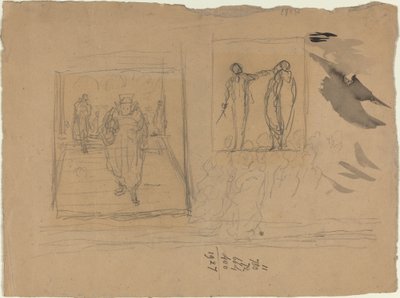Scene i et justispalass av Honoré Daumier