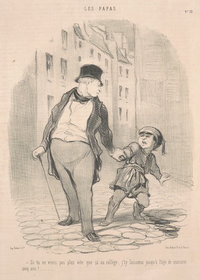 Hvis du ikke kommer mer enn det på college... av Honoré Daumier