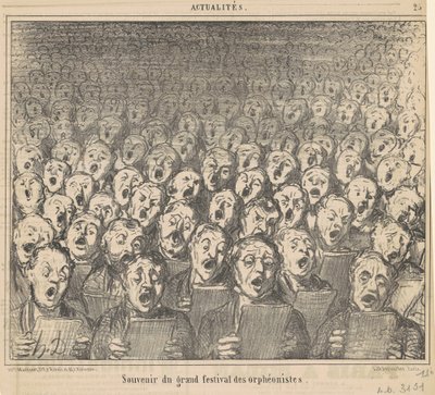 Suvenir fra den store festivalen av orpheonists av Honoré Daumier