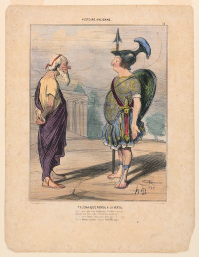 Telemachus kom tilbake til dyden av Honoré Daumier