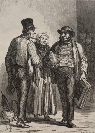 Auksjonsrommet: Kjøpmennene. av Honoré Daumier