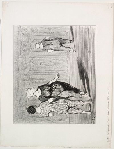 The Bathers, plate 15: Det er henne igjen, en pen mote, Madame Coquardeau!, 1847. av Honoré Daumier