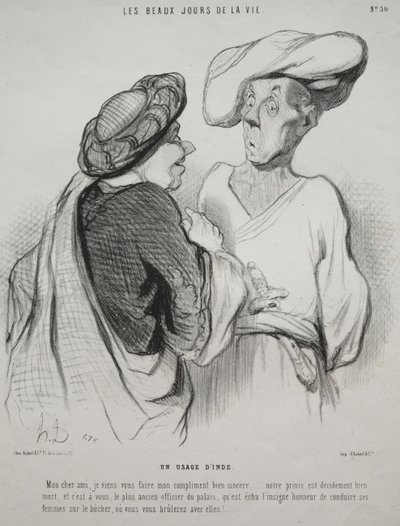 Livets vakre dager, plate 30: An Indian Custom av Honoré Daumier