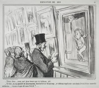 Utstillingen 1859 (plate 11): Kom hit, min venn, jeg synes ikke dette maleriet er vakkert av Honoré Daumier