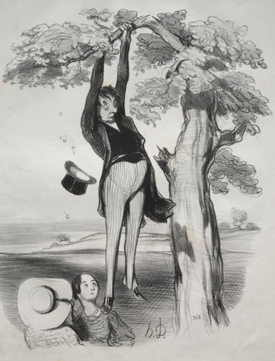 Farene ved å riste et plommetre for kraftig (når man er en voksen mann) av Honoré Daumier