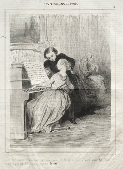 The Musicians of Paris, plate 6: Hvis du visste hvor pen du er!, 6. mars 1841. av Honoré Daumier