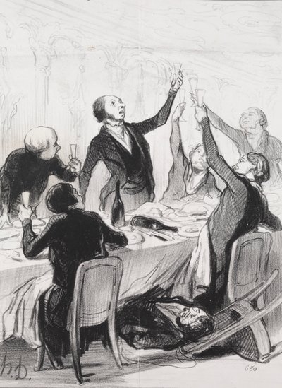 The Philanthropists of the Day, plate 8: A 43d Toast...to the Temperance Society, 1844. av Honoré Daumier