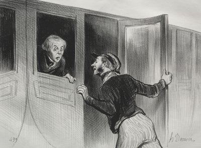 The Railroads, plate 11: The Hazard of Sleeping on a Journey, 1843. av Honoré Daumier
