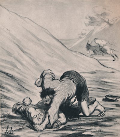The Robbers and the Donkey, ca. 1860-tallet, 1946. av Honoré Daumier