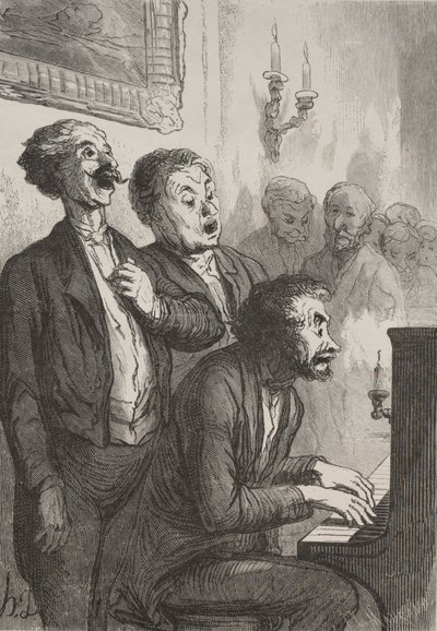 Sangerne: Sangerne i salongen. av Honoré Daumier