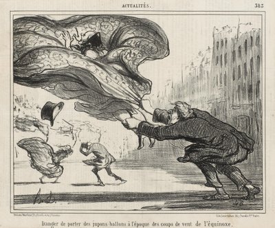 Faren ved å bruke bøyleskjørt… av Honoré Daumier