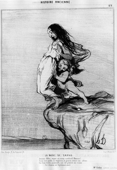 Saphos (Sappho) død. "" Ung dame, se eller led oss Kjærlighet! Under våre føtter så søte, gueux graver en abime, eller vi faller lett; for fra nytelse til forbrytelse er veien svært kort.» Serie de l