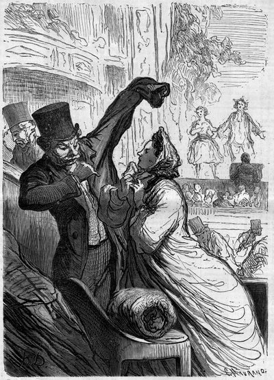 Det siste verset. Tegneserie av Honore Daumier (1808-1879). Gravering i "" Le Monde Illustré"" nr. 255 av 1. mars 1862. av Honoré Daumier