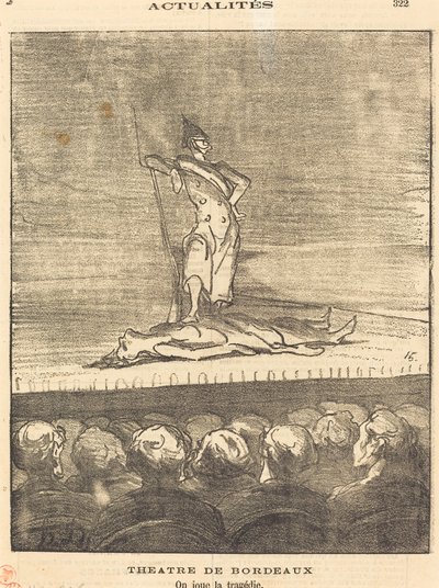 Bordeaux Theatre - vi spiller tragedien av Honoré Daumier