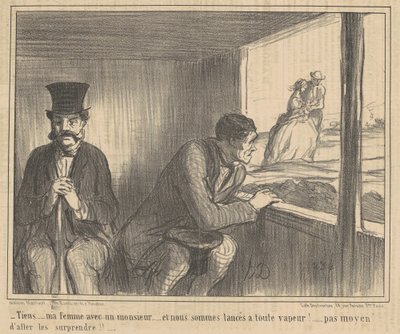 Her ... min kone med en gentleman ... av Honoré Daumier