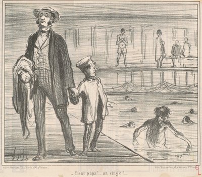 Her pappa! ... en ape! ... av Honoré Daumier