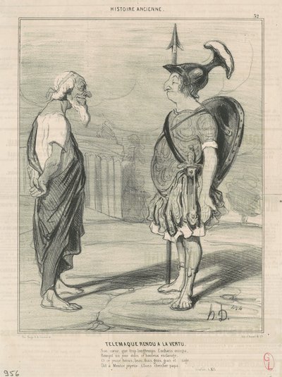 Telemachus gjenopprettet til dyd av Honoré Daumier