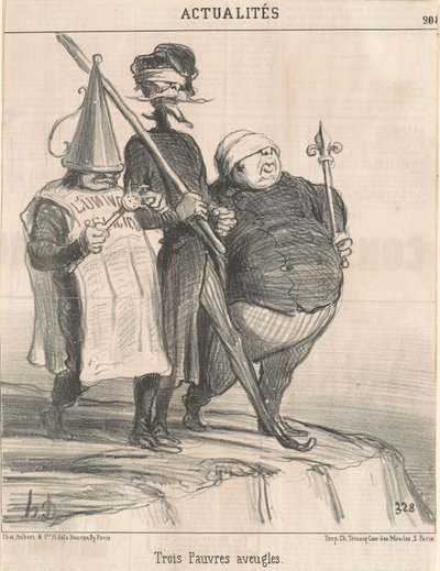 Tre stakkars blinde mennesker av Honoré Daumier