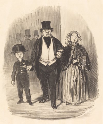 En ung mann som er håpet... for Badinguet-familien av Honoré Daumier