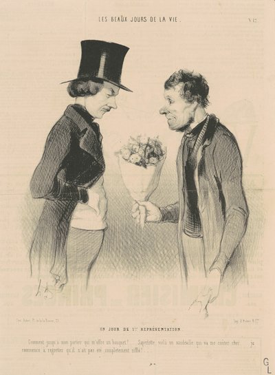 En dag med 1. forestilling av Honoré Daumier