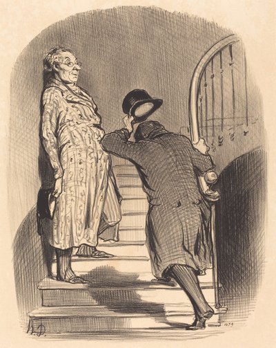 En leietaker som betaler sin termin nøyaktig av Honoré Daumier