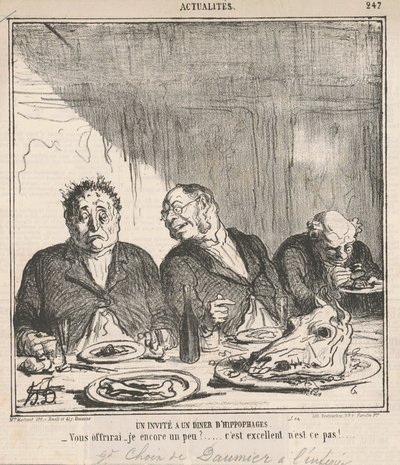 En gjest på en middag med hestespisere: Skal jeg tilby deg litt mer? Det er flott, ikke sant? av Honoré Daumier
