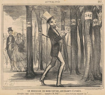 En herre i lykke på Champs-Elysées av Honoré Daumier