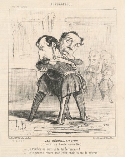 En forsoning, scene med høy komedie ... av Honoré Daumier