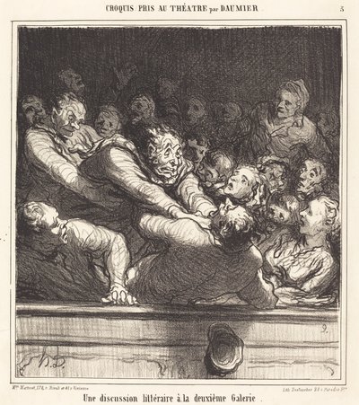 En litterær diskusjon på det andre galleriet av Honoré Daumier