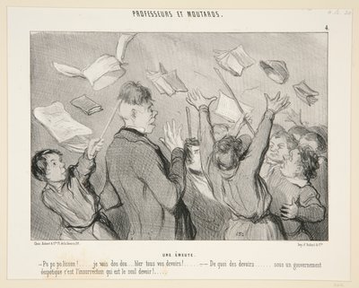 Opptøyer; #4 av professorer og sennep av Honoré Daumier