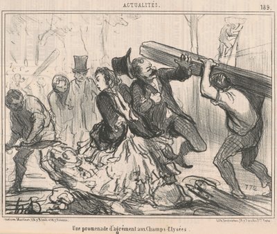 En fornøyelsesvandring på Champs-Elysées av Honoré Daumier