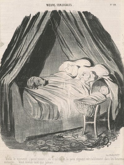 Dette er tiden (etter midnatt) da ro og fred virkelig hersker i lykkelige par. Bedre sent enn aldri. av Honoré Daumier