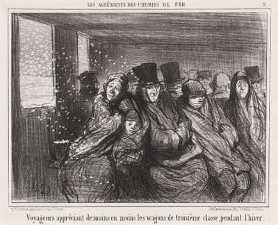 Reisende er mindre og mindre glad i tredjeklasses vogner... av Honoré Daumier