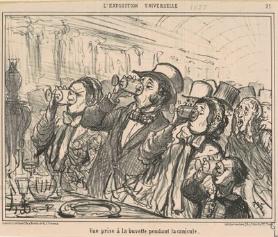 Utsikt tatt i baren under hetebølgen av Honoré Daumier