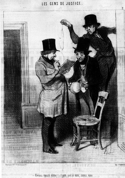 Vi grep dito ... en vanngryte, uten vann ..., hentet fra "Gens de Justice", serie med tegneserier om Justice av Honore Daumier (1808-1879). “Charivari” av Honoré Daumier