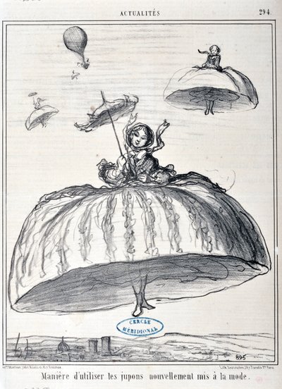 illustrasjon for Serie Actualites "måte å bruke underkjoler som nylig er satt på mote" av Honoré Daumier